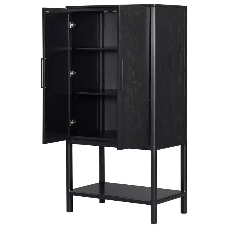 Clihome 71.8 Tall Sophisticated Oak Veneer Cabinet with multiple storage functions,Suitable for Study and Living Room