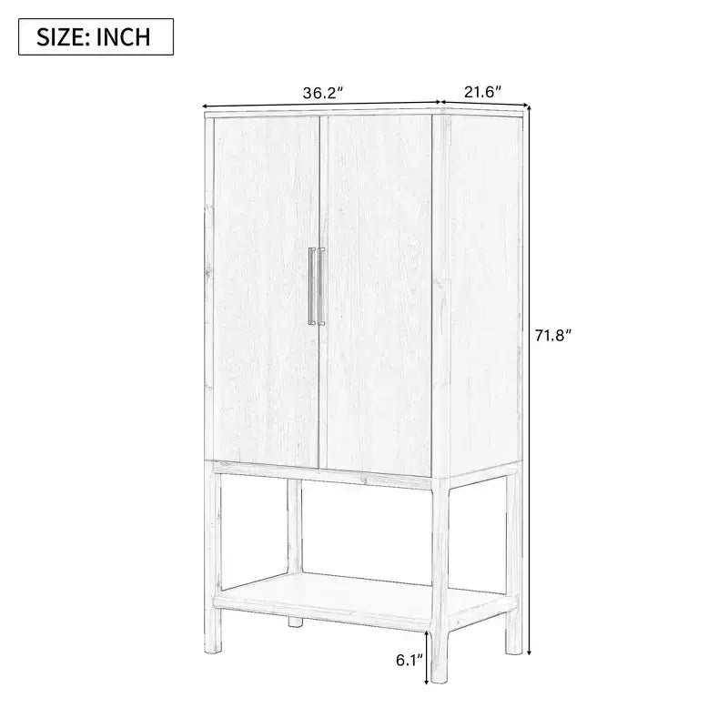Clihome 71.8 Tall Sophisticated Oak Veneer Cabinet with multiple storage functions,Suitable for Study and Living Room