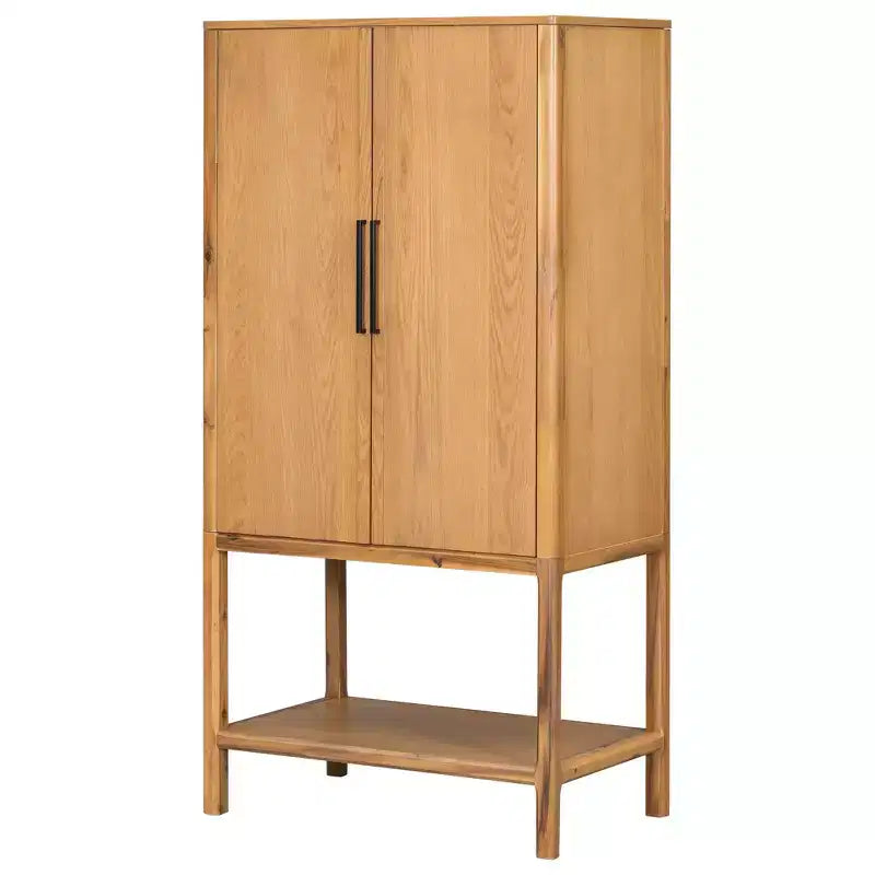 Clihome 71.8 Tall Sophisticated Oak Veneer Cabinet with multiple storage functions,Suitable for Study and Living Room