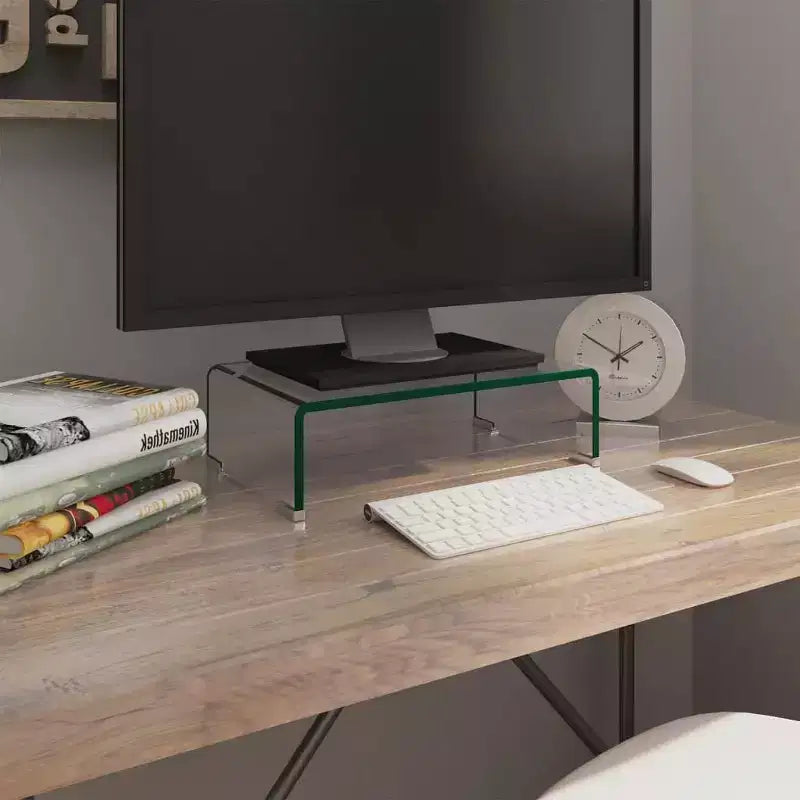 vidaXL TV Stand Clear Toughened Glass, Plastic 15.7 x 9.8 x 4.3 in