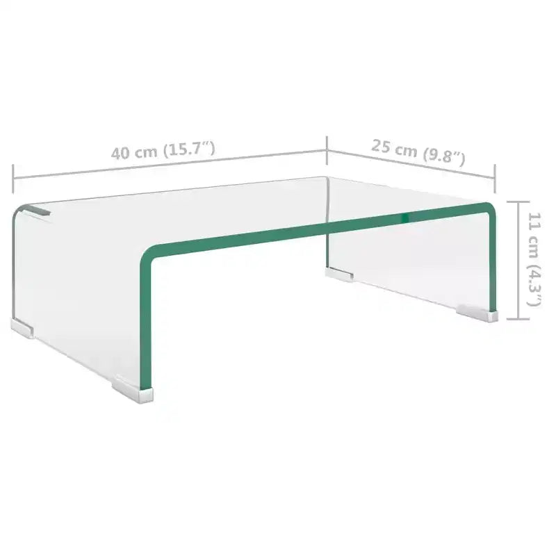 vidaXL TV Stand Clear Toughened Glass, Plastic 15.7 x 9.8 x 4.3 in
