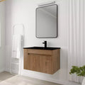 Modern 30 Inch Bathroom Vanity with Sink and Floating Ceramic Basin Combo - Adjustable Open Shelf Storage Cabinet