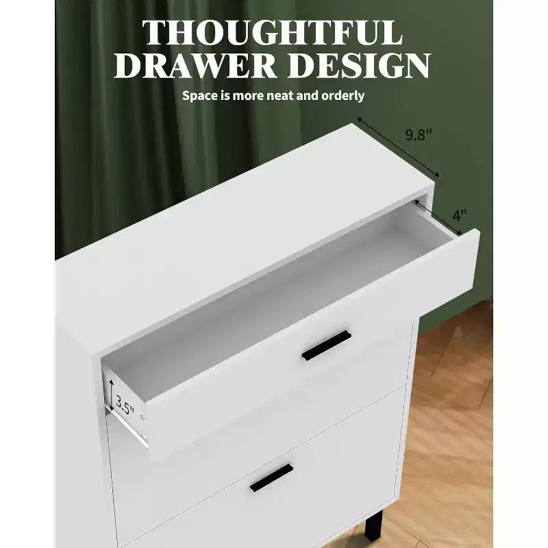 Garvee Narrow Shoe Cabinet Storage for Entryway, Dual Flip Drawers, Freestanding Shoe Organizer Wooden, Shoe Rack Storage Adjustable Shelves