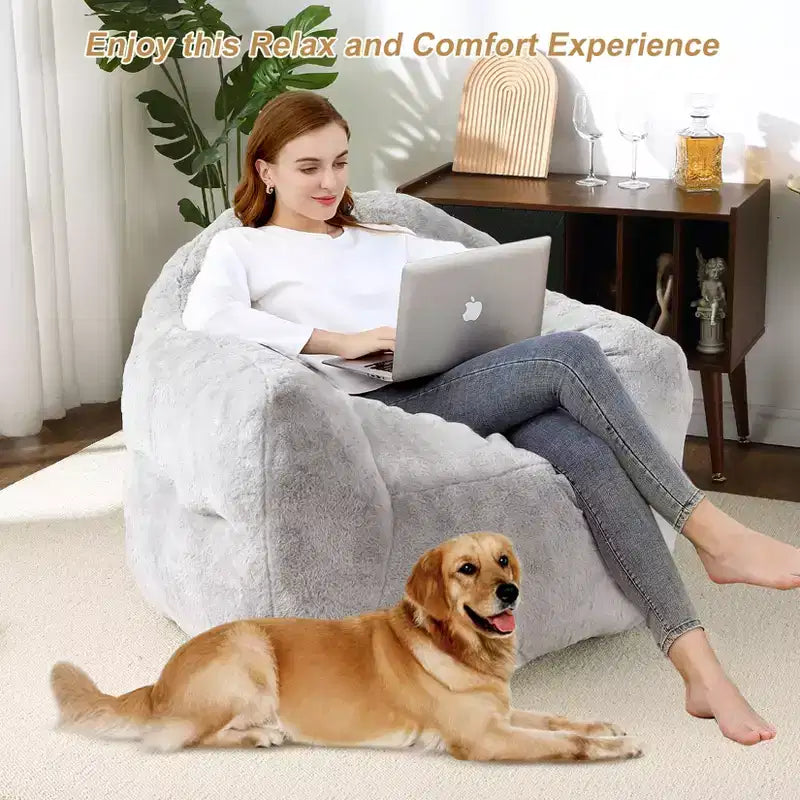 Bean Bag Chair, Pre-Filled, Ultra Soft Foam Lounge Chair, Round Floor Sofa for Bedroom, Playroom, Living Room