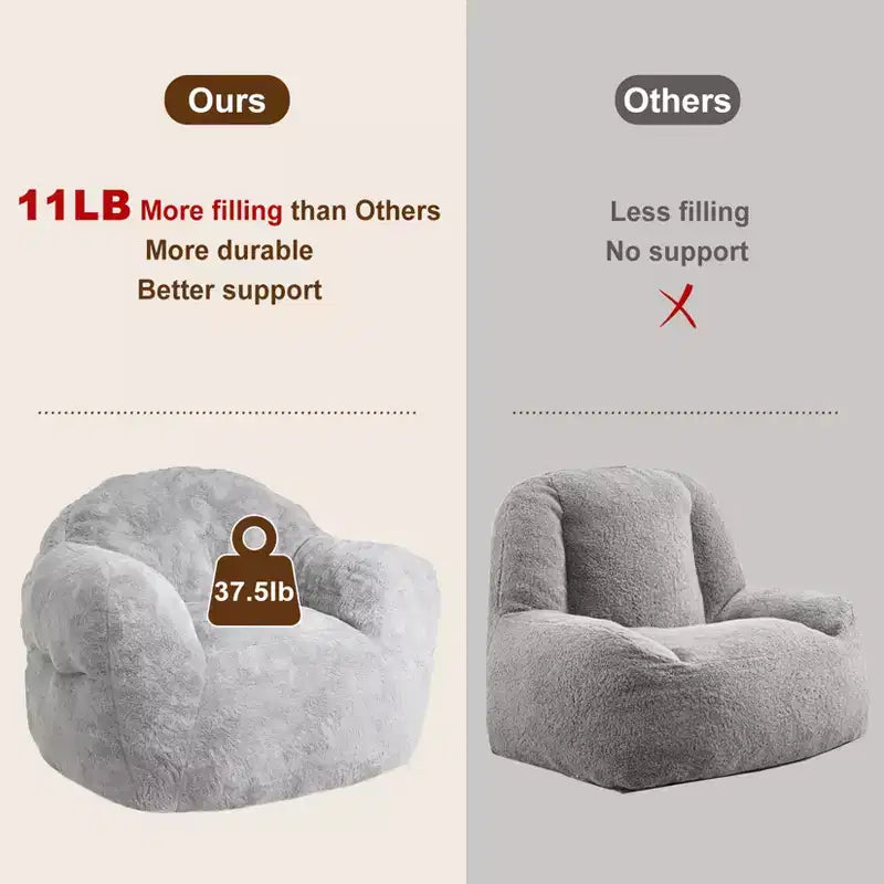 Bean Bag Chair, Pre-Filled, Ultra Soft Foam Lounge Chair, Round Floor Sofa for Bedroom, Playroom, Living Room