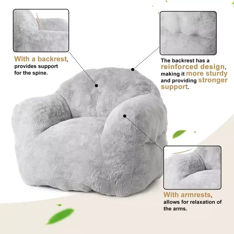 Bean Bag Chair, Pre-Filled, Ultra Soft Foam Lounge Chair, Round Floor Sofa for Bedroom, Playroom, Living Room