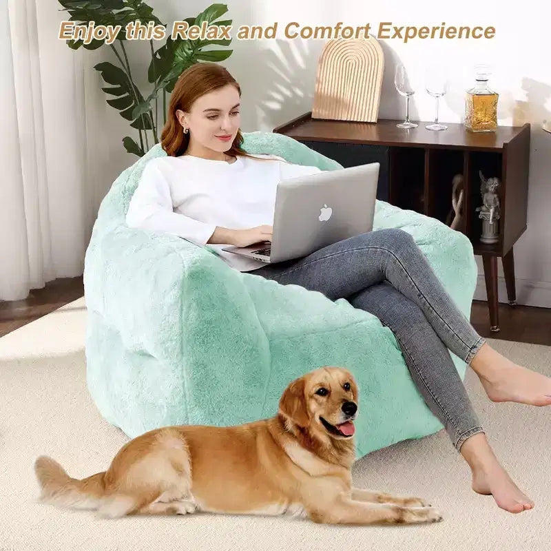 Bean Bag Chair, Pre-Filled, Ultra Soft Foam Lounge Chair, Round Floor Sofa for Bedroom, Playroom, Living Room