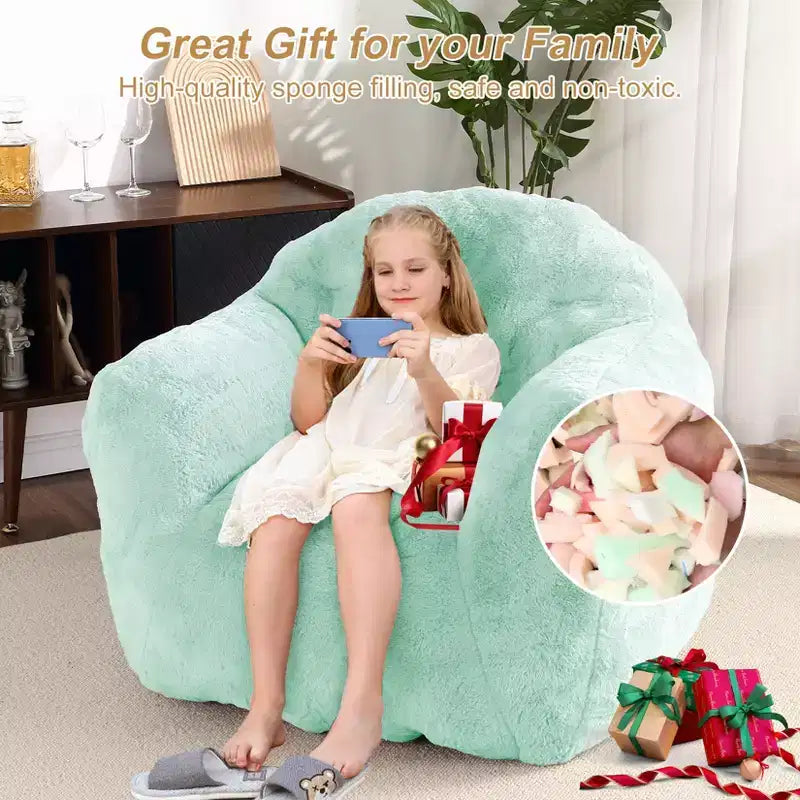 Bean Bag Chair, Pre-Filled, Ultra Soft Foam Lounge Chair, Round Floor Sofa for Bedroom, Playroom, Living Room