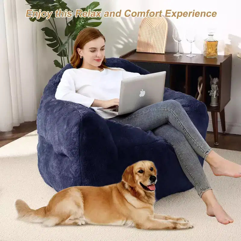 Bean Bag Chair, Pre-Filled, Ultra Soft Foam Lounge Chair, Round Floor Sofa for Bedroom, Playroom, Living Room