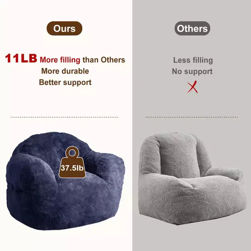 Bean Bag Chair, Pre-Filled, Ultra Soft Foam Lounge Chair, Round Floor Sofa for Bedroom, Playroom, Living Room