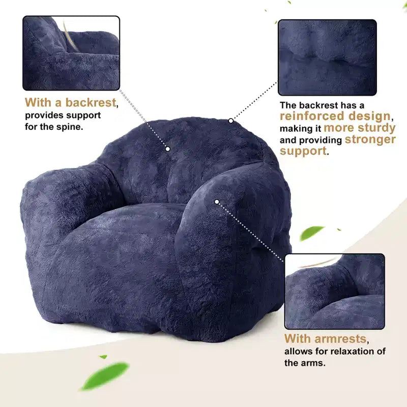 Bean Bag Chair, Pre-Filled, Ultra Soft Foam Lounge Chair, Round Floor Sofa for Bedroom, Playroom, Living Room