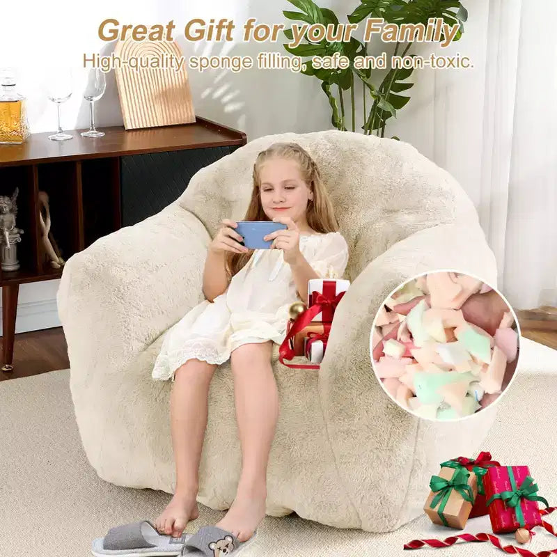 Bean Bag Chair, Pre-Filled, Ultra Soft Foam Lounge Chair, Round Floor Sofa for Bedroom, Playroom, Living Room