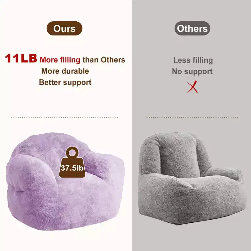 Bean Bag Chair, Pre-Filled, Ultra Soft Foam Lounge Chair, Round Floor Sofa for Bedroom, Playroom, Living Room