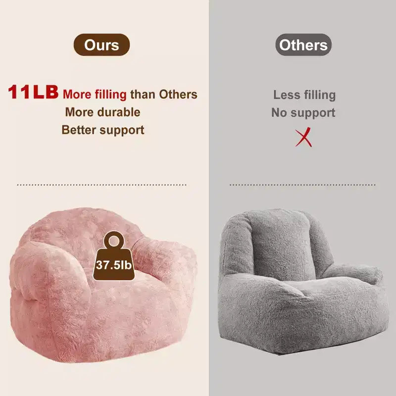 Bean Bag Chair, Pre-Filled, Ultra Soft Foam Lounge Chair, Round Floor Sofa for Bedroom, Playroom, Living Room