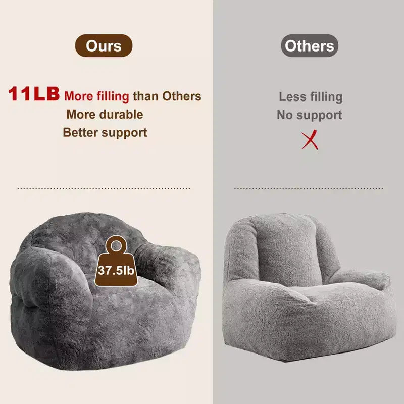 Bean Bag Chair, Pre-Filled, Ultra Soft Foam Lounge Chair, Round Floor Sofa for Bedroom, Playroom, Living Room
