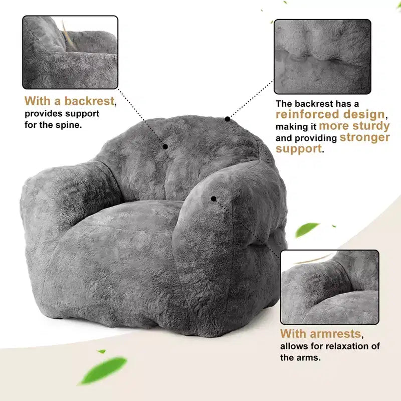 Bean Bag Chair, Pre-Filled, Ultra Soft Foam Lounge Chair, Round Floor Sofa for Bedroom, Playroom, Living Room