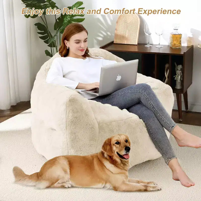 Bean Bag Chair, Pre-Filled, Ultra Soft Foam Lounge Chair, Round Floor Sofa for Bedroom, Playroom, Living Room