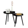 Lavish Home Set of 2 Nesting Side Tables, Mid-Century End Table Set with Tray Tops, Round Accent Tables for Living Room, Bedroom or Home Office