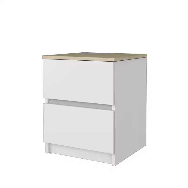 Homez 15.74 in. Rectangle Wood End Table with 2 Drawers