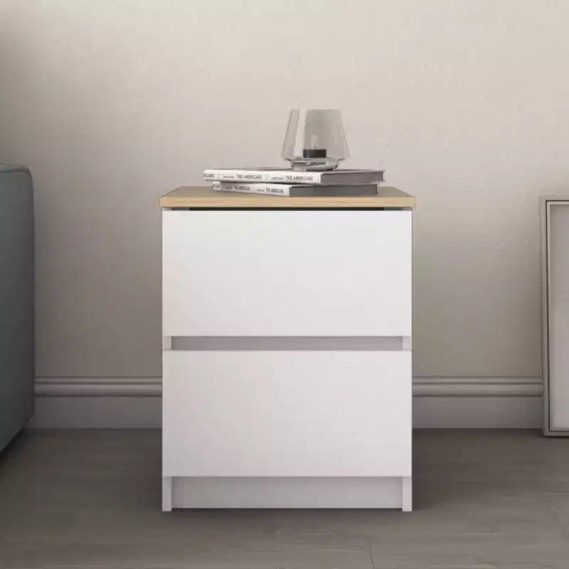 Homez 15.74 in. Rectangle Wood End Table with 2 Drawers