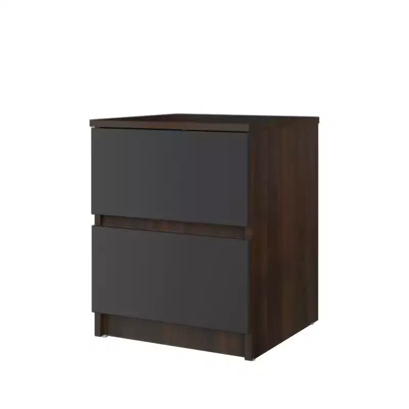 Homez 15.74 in. Rectangle Wood End Table with 2 Drawers