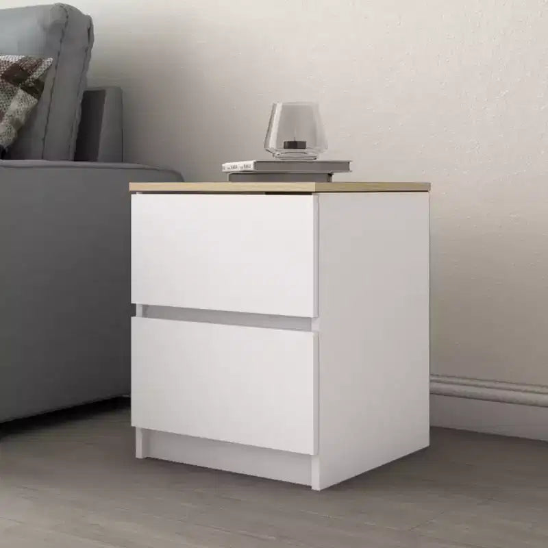 Homez 15.74 in. Rectangle Wood End Table with 2 Drawers