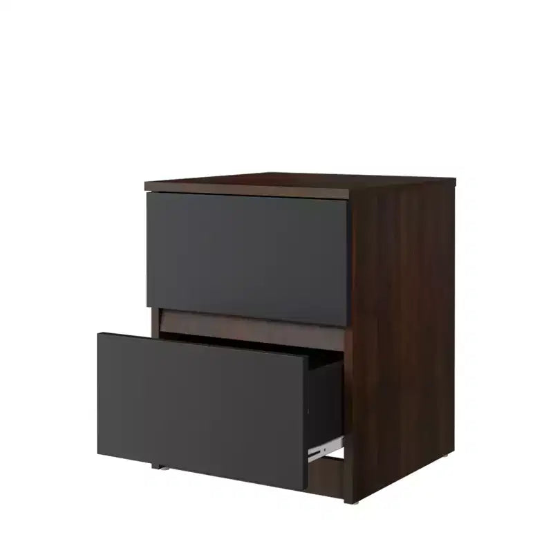 Homez 15.74 in. Rectangle Wood End Table with 2 Drawers