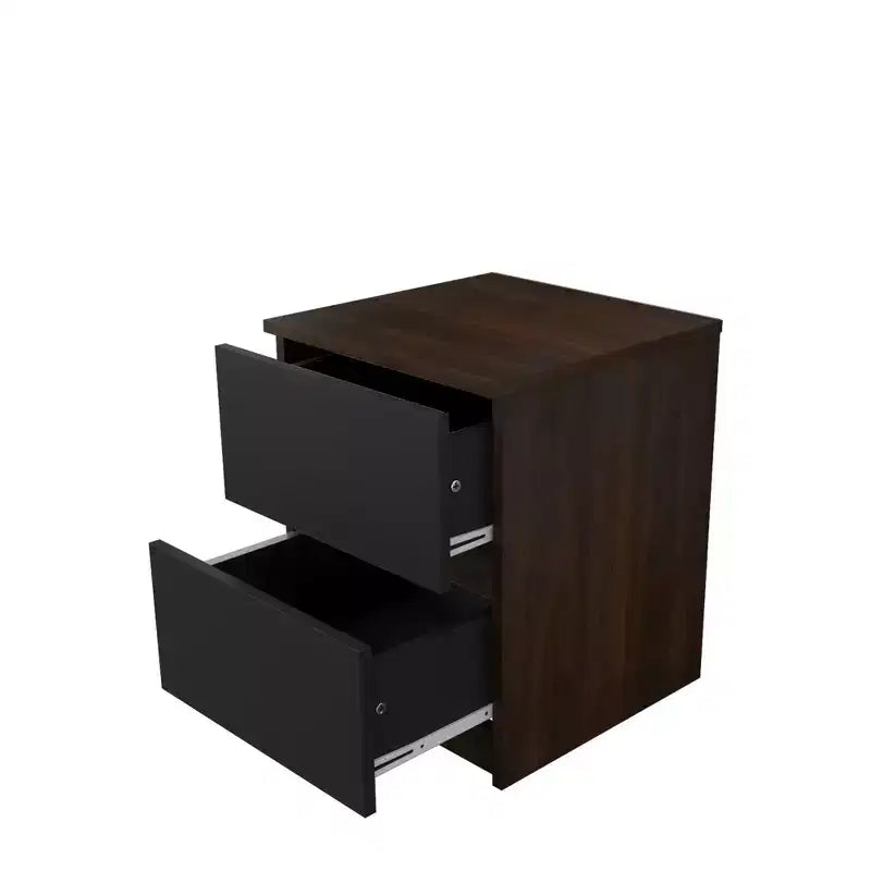 Homez 15.74 in. Rectangle Wood End Table with 2 Drawers