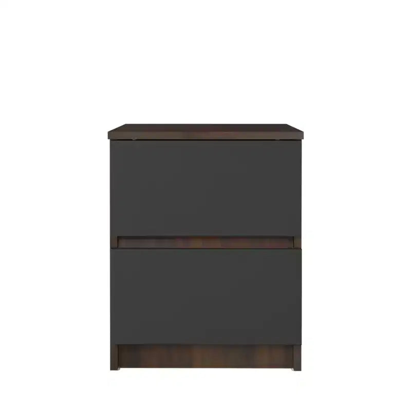 Homez 15.74 in. Rectangle Wood End Table with 2 Drawers