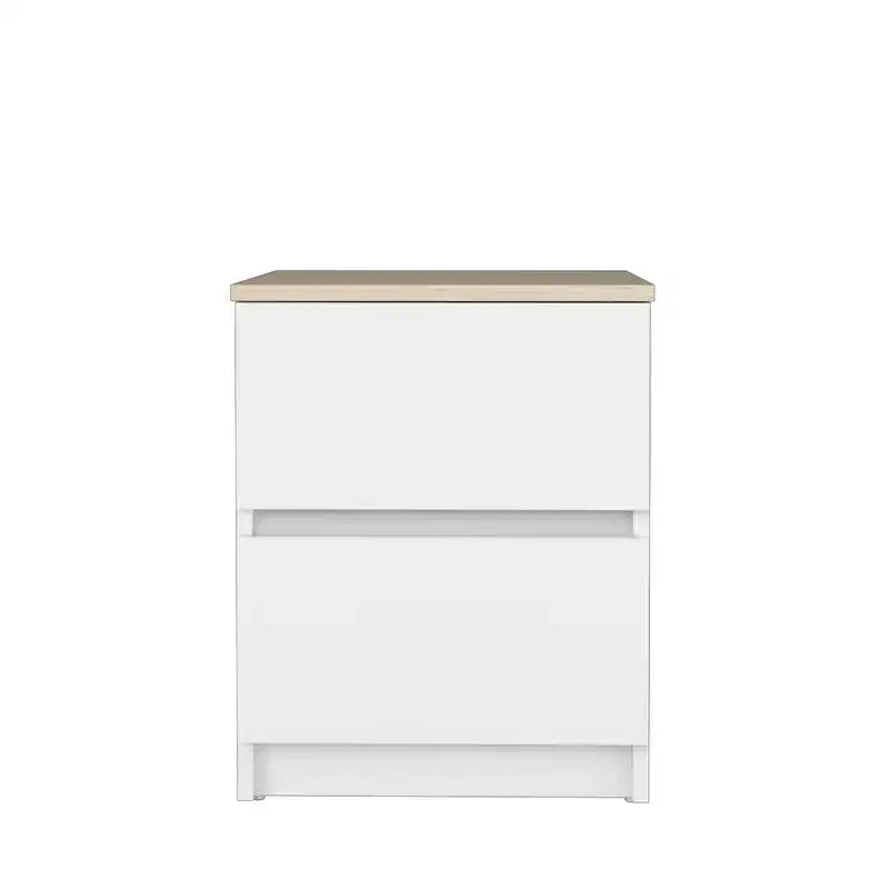 Homez 15.74 in. Rectangle Wood End Table with 2 Drawers