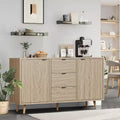 Modern sideboard with adjustable shelves, spacious dining cabinet featuring 3 drawers, mid-century modern TV stand suitable for living rooms