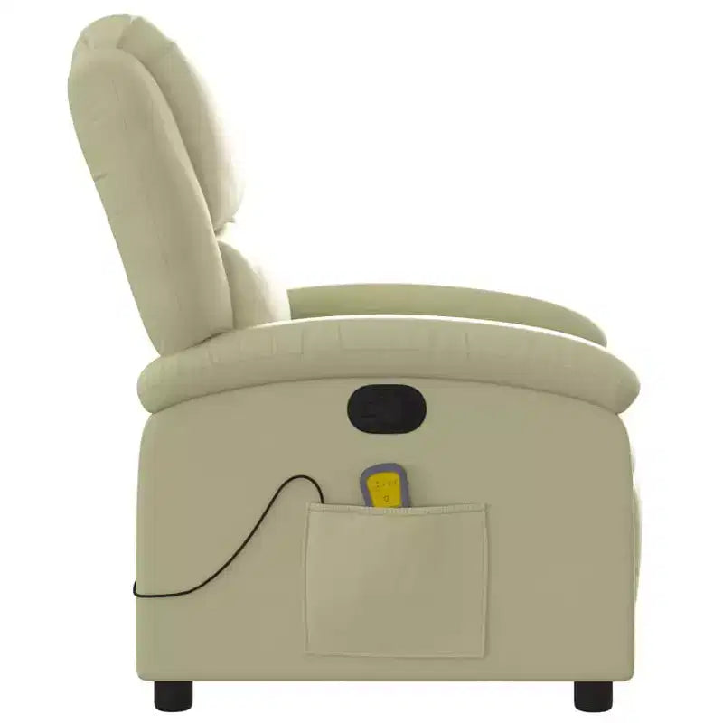 vidaXL Massage Recliner Chair Cream Genuine leather Standard