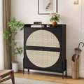 GDFStudio Ellis Rustic Rattan Freestanding Shoe Cabinet with 2 Drawer