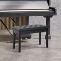 Black Button-Top Piano Bench with Adjustable Height