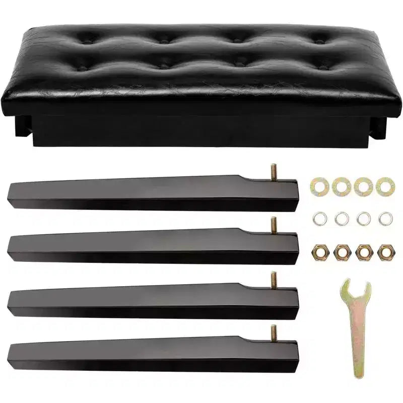 Black Button-Top Piano Bench with Adjustable Height