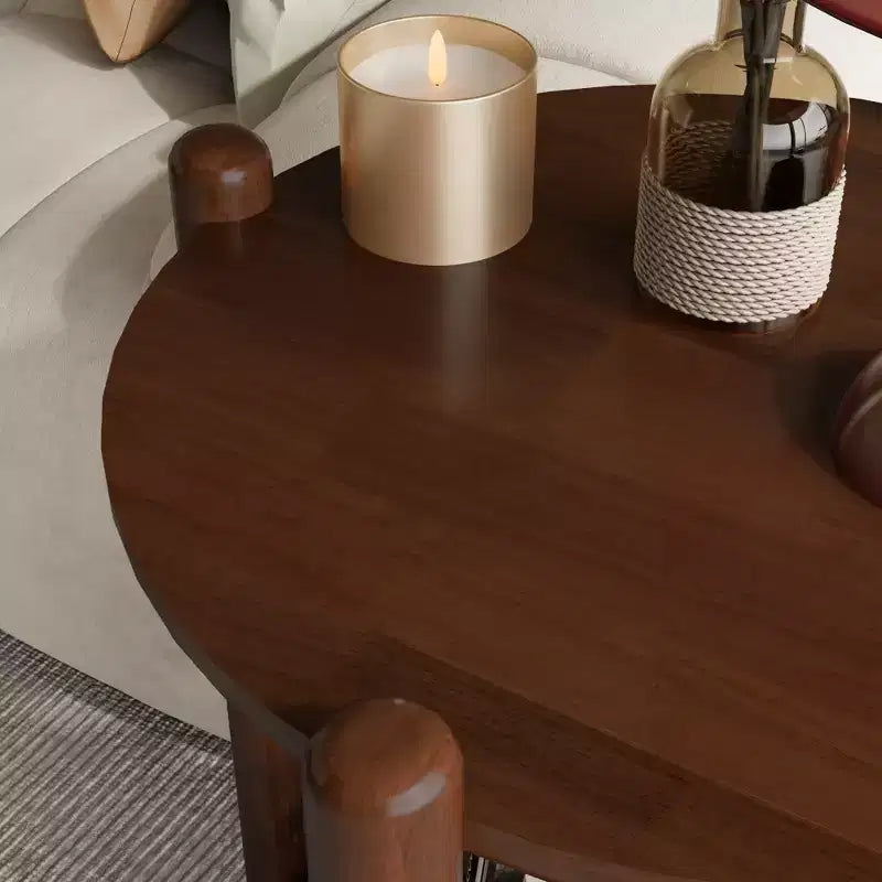 GDFStudio Grace Bohemian Solid Wood and Rattan Round 2-Tier End Table