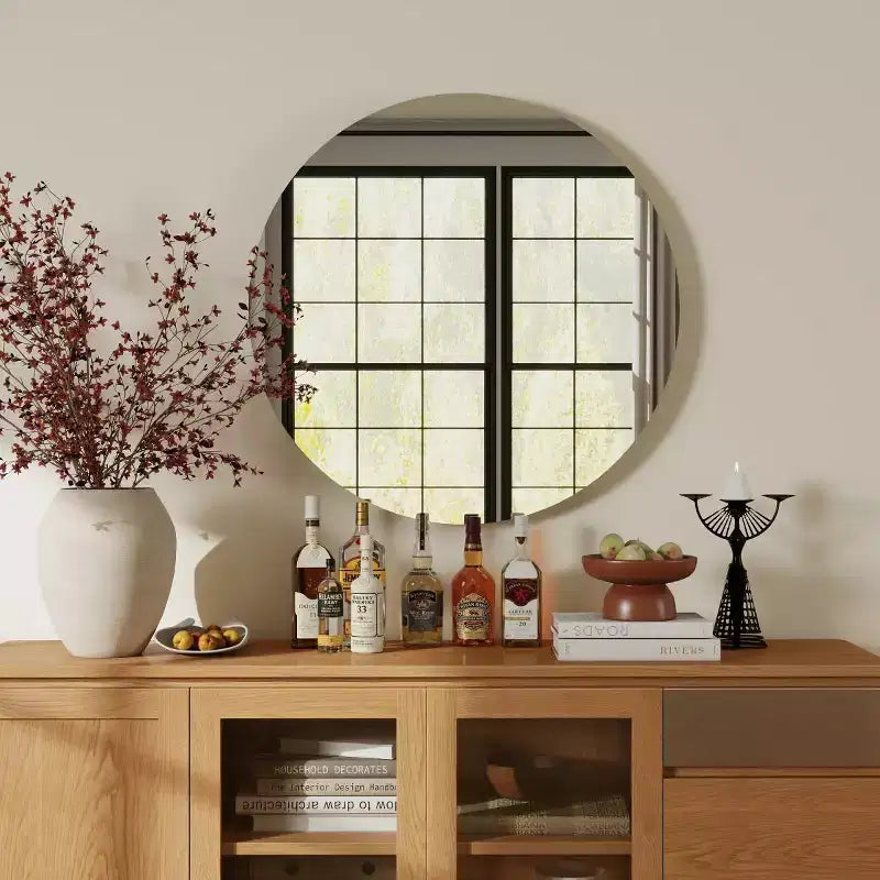 28 Round Bathroom Vanity Mirror, Decorative Wall Mirror for Bedroom, Entryway, or Home Vanity-Panipeachy