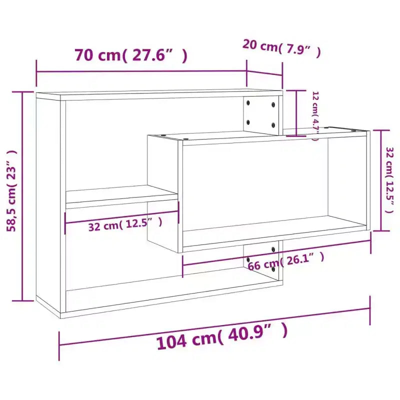 vidaXL Wall Shelf Sonoma Oak Engineered wood 40.9 x 7.9 x 23.0 in