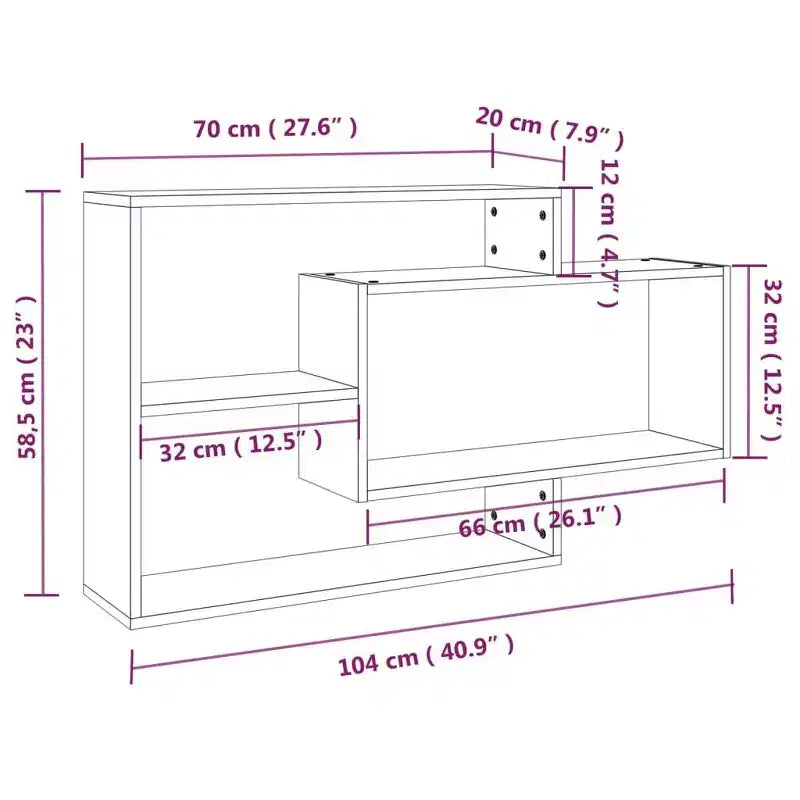 vidaXL Wall Shelf Sonoma Oak Engineered wood 40.9 x 7.9 x 23.0 in