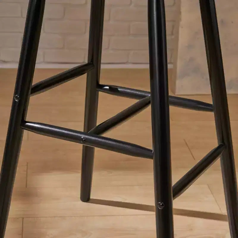 Set of 2 Tilbury Farmhouse Barstool Black - Christopher Knight Home: Rubberwood Slat Back, 29.2" Seat Height