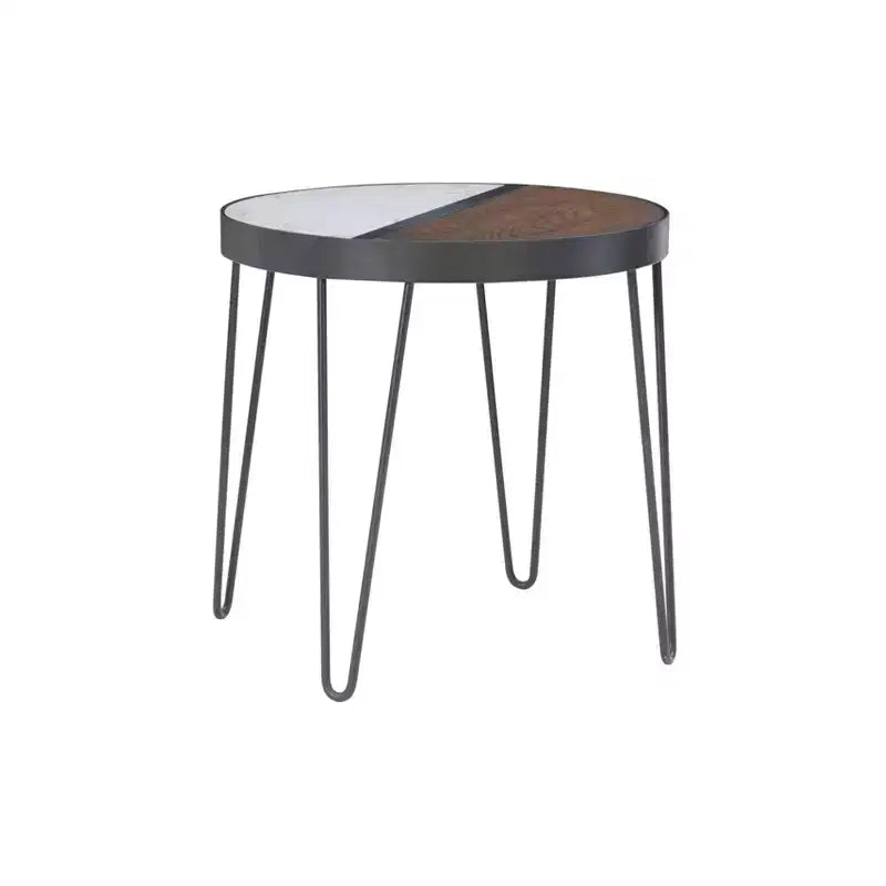 Rivendell Marble and Wood Accent Side Table Walnut/White - Linon