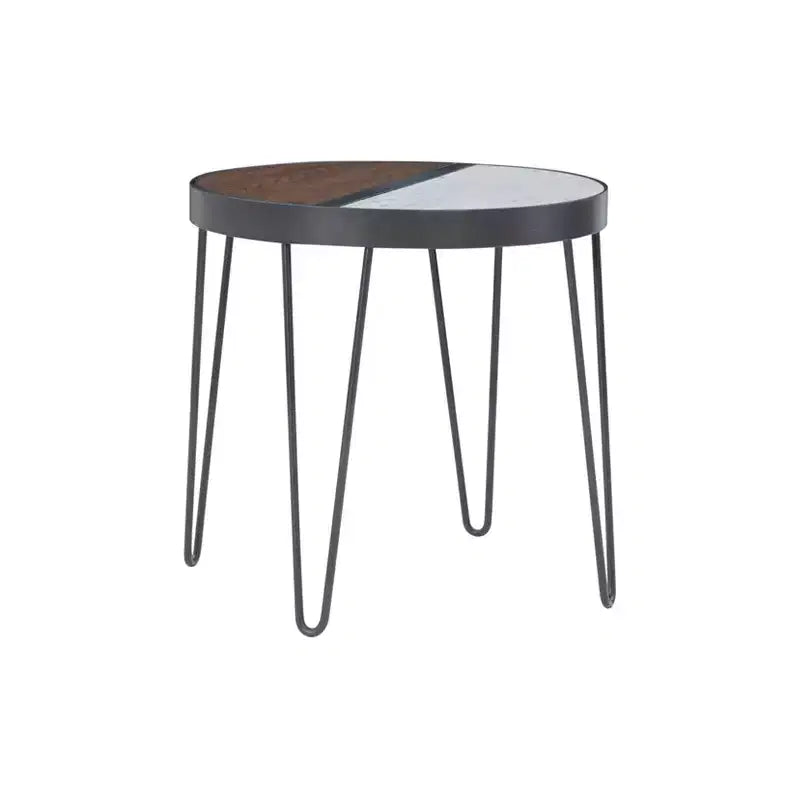 Rivendell Marble and Wood Accent Side Table Walnut/White - Linon