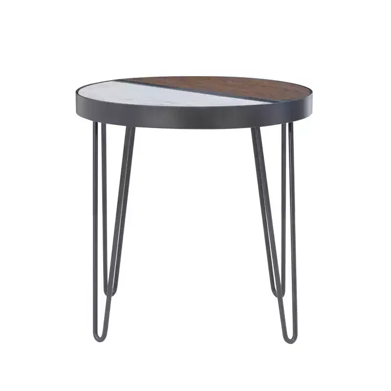 Rivendell Marble and Wood Accent Side Table Walnut/White - Linon