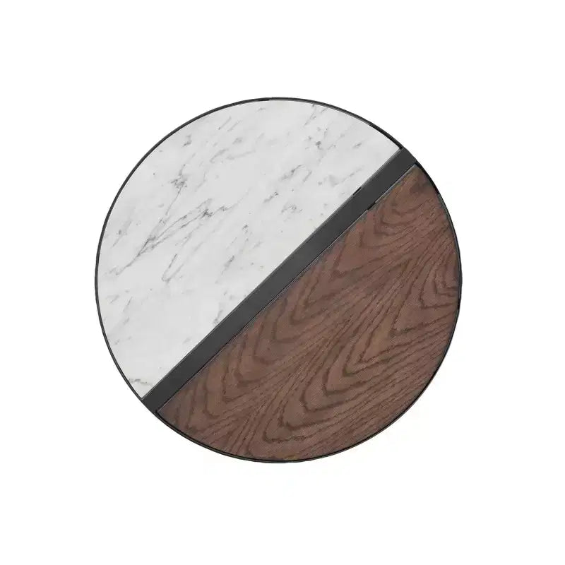 Rivendell Marble and Wood Accent Side Table Walnut/White - Linon