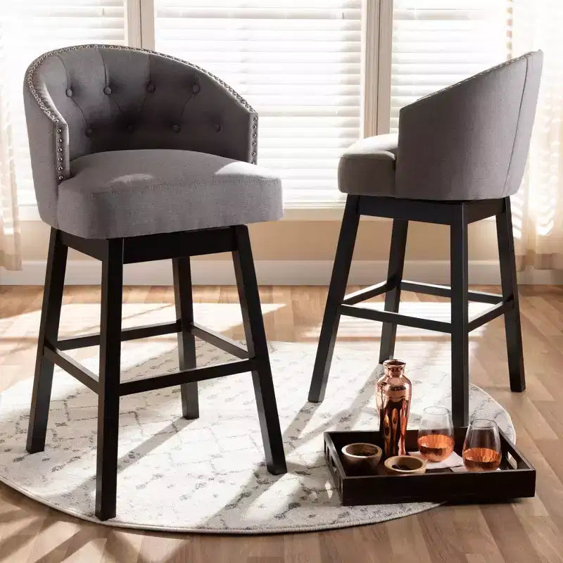 Set of 2 Theron Swivel Barstools - Baxton Studio