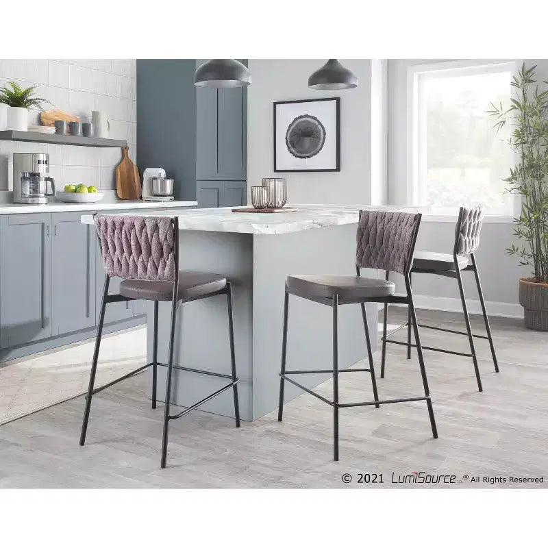Set of 2 Tania Faux Leather/Polyester Counter Height Barstools - LumiSource