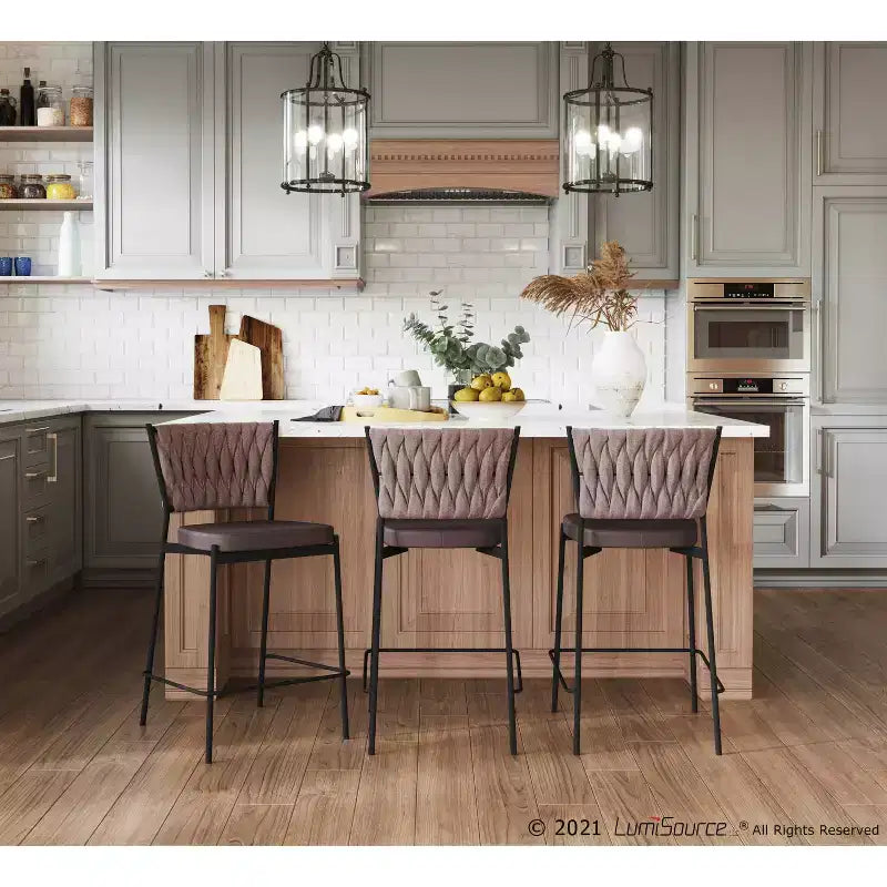 Set of 2 Tania Faux Leather/Polyester Counter Height Barstools - LumiSource