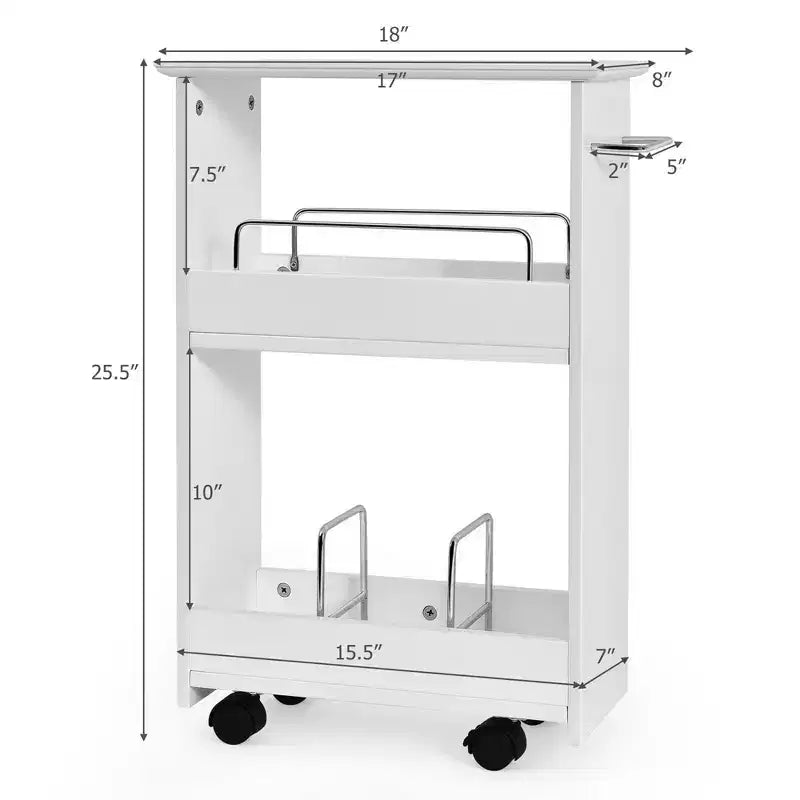 Costway Slim Rolling Storage Cart 3-Tier Bathroom Cabinet Mobile Shelving Unit w/ Handle
