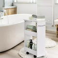 Costway Slim Rolling Storage Cart 3-Tier Bathroom Cabinet Mobile Shelving Unit w/ Handle